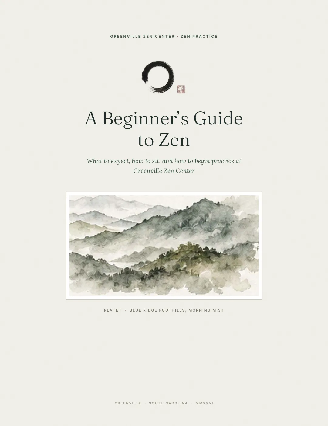 Cover of A Beginner’s Guide to Zen — Greenville Zen Center