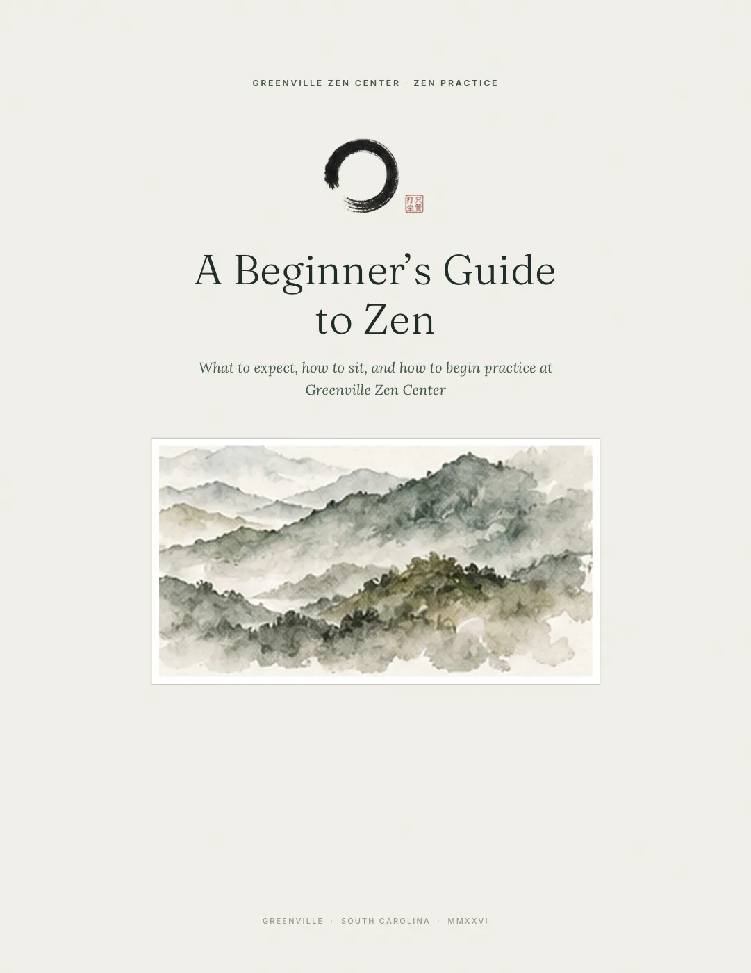 Cover of A Beginner’s Guide to Zen, Greenville Zen Center